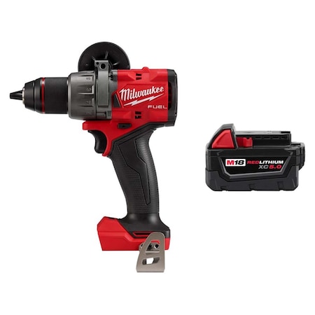 Milwaukee Tool M18 FUEL 1/2" Hammer Drill/Driver + M18 XC5.0 Battery 2904-20, 48-11-1850