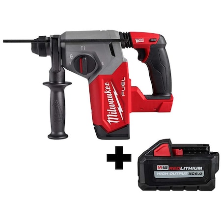 Milwaukee Tool M18 FUEL 1" SDS Plus Rotary Hammer + M18 HIGH OUTPUT XC6.0 Battery Pack 2912-20, 48-11-1865