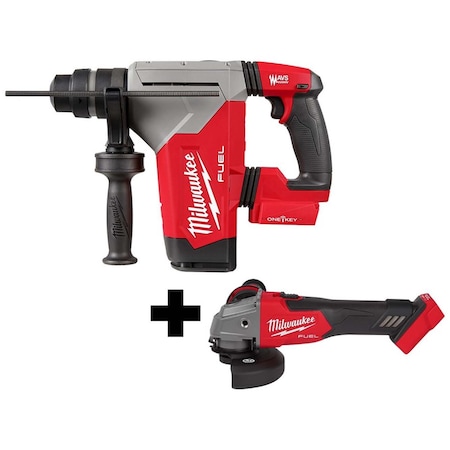 Milwaukee Tool M18 FUEL 1-1/8" SDS Plus Rotary Hammer w/ ONE-KEY + 4-1/2" / 5" Braking Grinder Slide Switch 2915-20, 2881-20