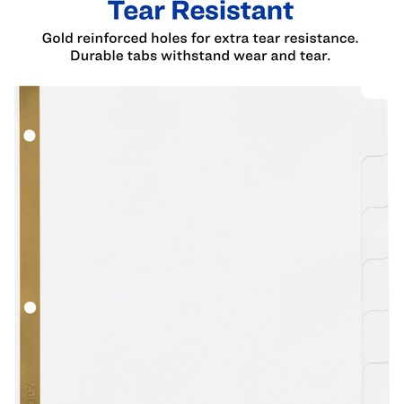 R) Durable Plastic 8-Tab Write & Erase Dividers For 3 Ring Binders, Slash Pocket