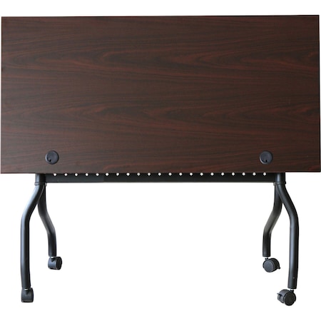 Lorell Rectangle Lorell Mahogany Flip Top Training Table, 23.6 W, 48 L, 29.5 H, Melamine Top, Mahogany LLR59518