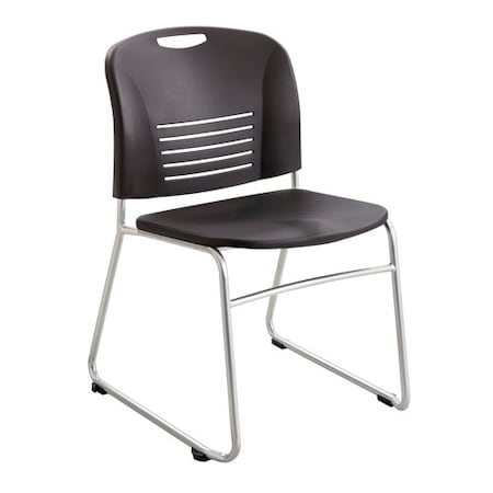 Safco Vy Sled Base Chair, Black Seat, Black Back, 22 1/2" W 19-1/2" L 32-1/2" H, No Arm, Plastic Seat 4292BL