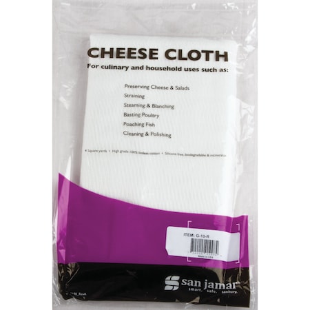San Jamar Cheese Cloth, Grade10, White, 4sq. Yards G-10-R