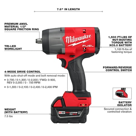 MILWAUKEE M18 FUEL™ 1/2 Mid-Torque Impact Wrench W/ Friction Ring Kit | Tallman Equipment Company