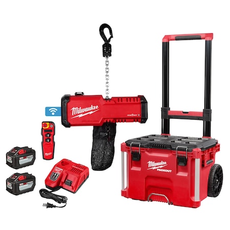 Milwaukee Tool Battery-Powered Electric Chain Hoist, 1 tons, 18V DC, Black, Red 2983-22HD