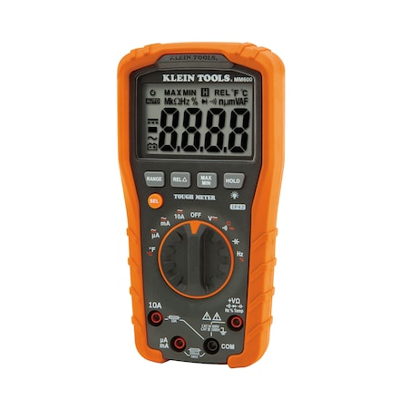 Klein Tools Digital Multimeter, 1,000 Max. AC Volts, 1,000 Max. DC Volts, 10 Max. AC Amps, 10 Max. DC Amps MM600