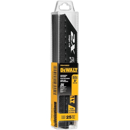 Dewalt 8" 2X(TM) Premium Metal Cutting Blade (25 bulk pack-tube) DWA4188B25