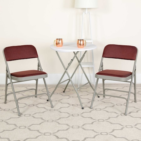 Flash Furniture Burgundy Fabric Metal Chair, PK2 2-AW-MC309AF-BG-GG