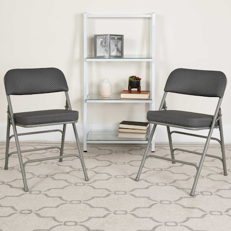 Flash Furniture Gray Fabric Folding Chair, PK2 2-AW-MC320AF-GRY-GG