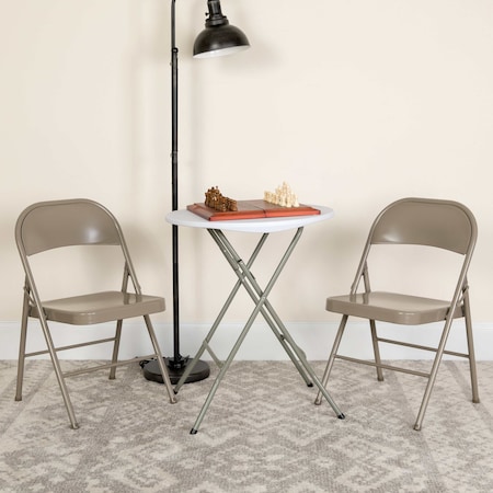 Flash Furniture HERCULES Series Double Braced Gray Metal Folding Chair, PK2 2-BD-F002-GY-GG