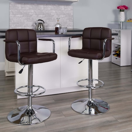 Flash Furniture Brown Quilted Vinyl Barstool, PK2 2-CH-102029-BRN-GG