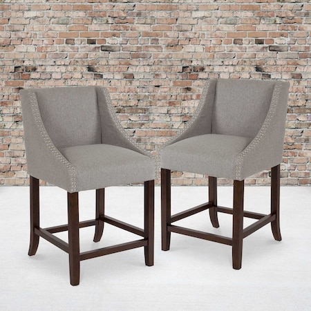 Flash Furniture Gray Fabric/Wood Stool, 24