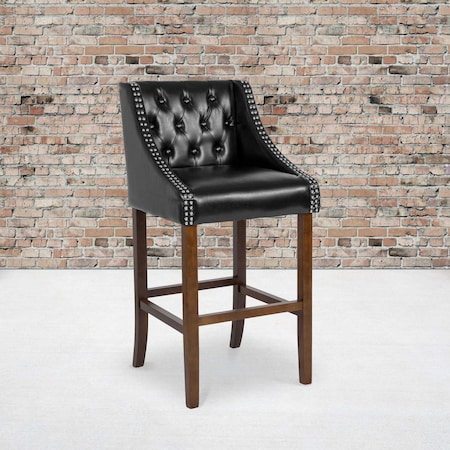 Flash Furniture Black Leather/Wood Stool, 30" 2-CH-182020-T-30-BK-GG