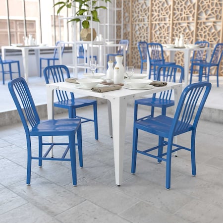 Flash Furniture Gael Commercial Grade  Blue Metal Indoor-Outdoor Chair, PK2 2-CH-61200-18-BL-GG