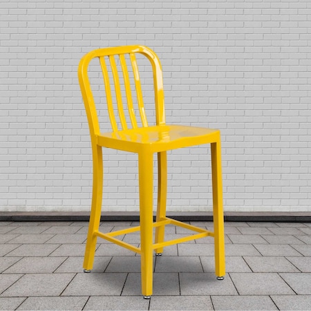 Flash Furniture 2 " High Yellow Metal Counter Height Stool, PK2 2-CH-61200-24-YL-GG