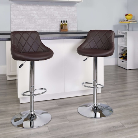 Flash Furniture Brown Vinyl Barstool, PK2 2-CH-82028A-BRN-GG