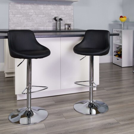 Flash Furniture Black Vinyl Barstool 2-CH-82028-MOD-BK-GG