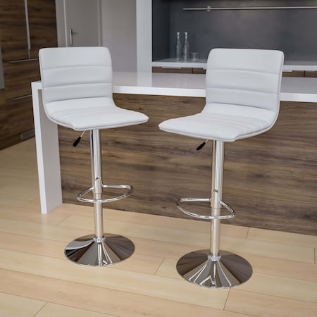 Flash Furniture White Vinyl Barstool, PK2 2-CH-92023-1-WH-GG