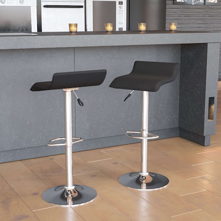 Flash Furniture Black Vinyl Barstool, PK2 2-DS-801-CONT-BK-GG