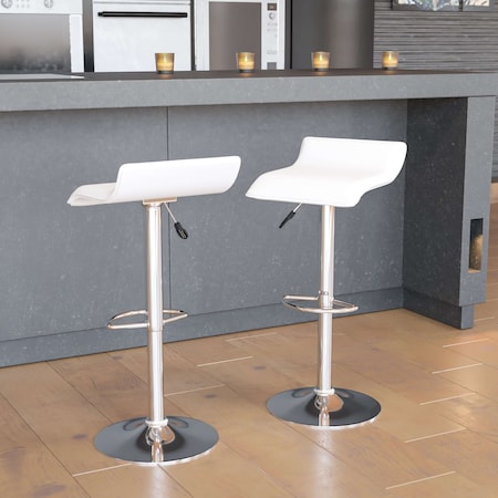 Flash Furniture White Vinyl Barstool, PK2 2-DS-801-CONT-WH-GG