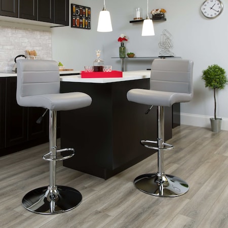 Flash Furniture Gray Vinyl Barstool, PK2 2-DS-8101B-GY-GG
