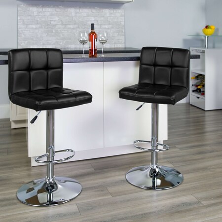 Flash Furniture Black Quilted Vinyl Barstool 2-DS-810-MOD-BK-GG