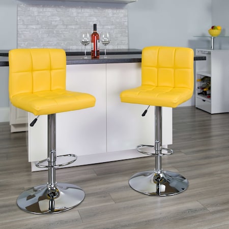 Flash Furniture Yellow Quilted Vinyl Barstool 2-DS-810-MOD-YEL-GG