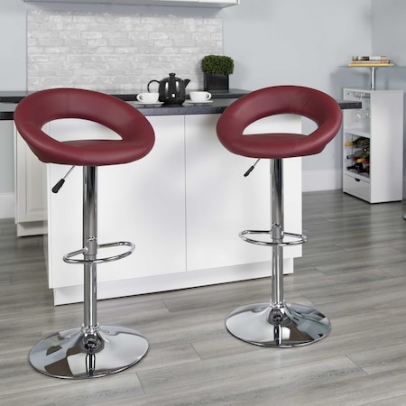 Flash Furniture Burgundy Vinyl Barstool 2-DS-811-BURG-GG