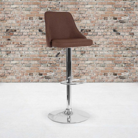 FLASH FURNITURE Trieste Contemporary Adjustable Height Barstool in Brown Fabric 2-DS-8121A-BRN-F-GG