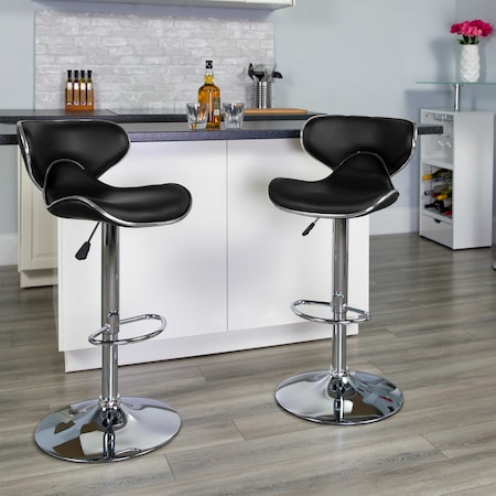 Flash Furniture Black Vinyl Barstool, PK2 2-DS-815-BK-GG