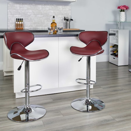 Flash Furniture Burgundy Vinyl Barstool, PK2 2-DS-815-BURG-GG