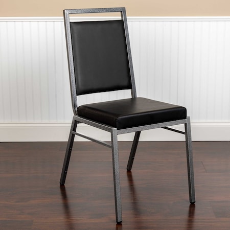 Flash Furniture Black Vinyl Banquet Chair, PK2 2-FD-LUX-SIL-BK-V-GG