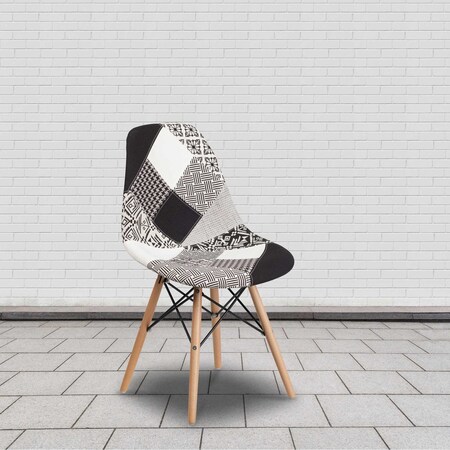 Flash Furniture Elon Series Turin Patchwork Fabric Chair with Wooden Legs 2-FH-130-DCV1-PK4-GG