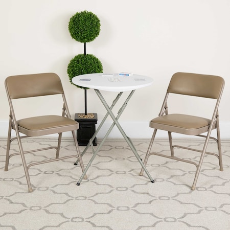 Flash Furniture Beige Vinyl Folding Chair, PK2 2-HA-MC309AV-BGE-GG