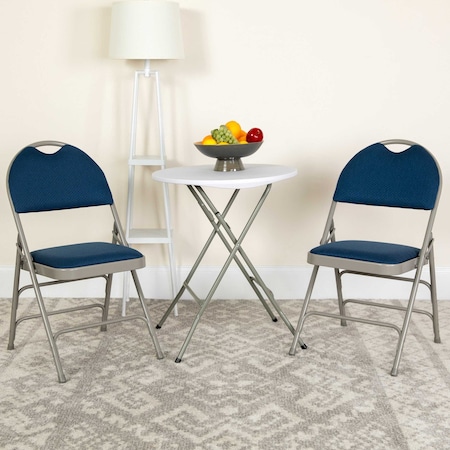 Flash Furniture Navy Fabric Folding Chair, PK2 2-HA-MC705AF-3-NVY-GG