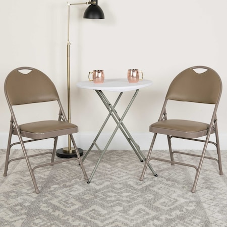 Flash Furniture Beige Vinyl Folding Chair, PK2 2-HA-MC705AV-3-BGE-GG