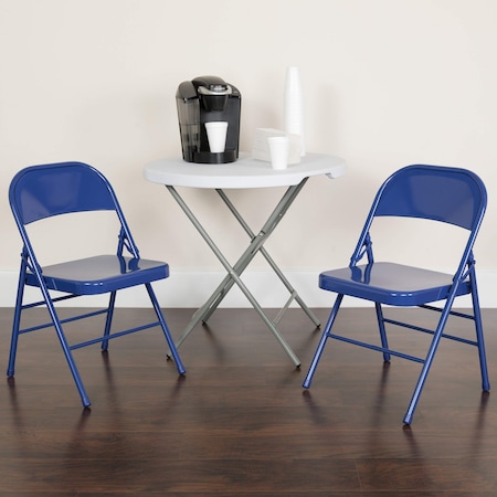 Flash Furniture Cobalt Blue Folding Chair, PK2 2-HF3-BLUE-GG