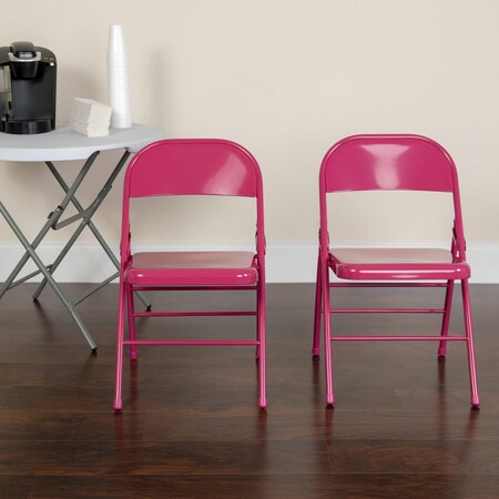 Flash Furniture Fuchsia Folding Chair, PK2 2-HF3-FUCHSIA-GG