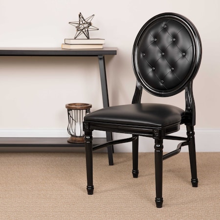 Flash Furniture Tufted Black Dining Chair, PK2 2-LE-B-B-T-MON-GG