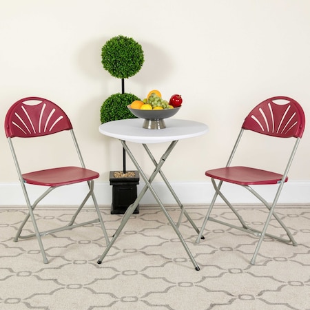 Flash Furniture Burgundy Plastic Folding Chair, PK2 2-LE-L-4-BUR-GG
