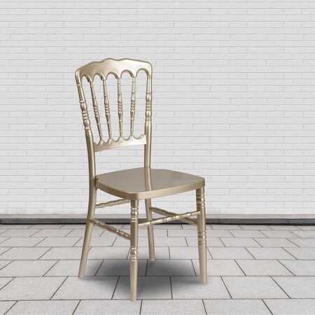 Flash Furniture HERCULES Series Gold Resin Stacking Napoleon Chair, PK2 2-LE-L-MON-GD-GG