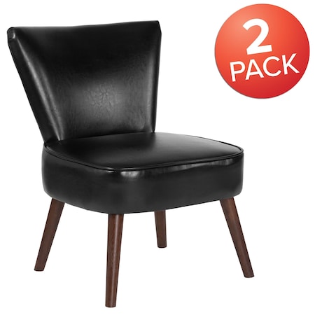 Flash Furniture HERCULES Holloway Series Black Leather Retro Chair, PK2 2-QY-A02-BK-GG