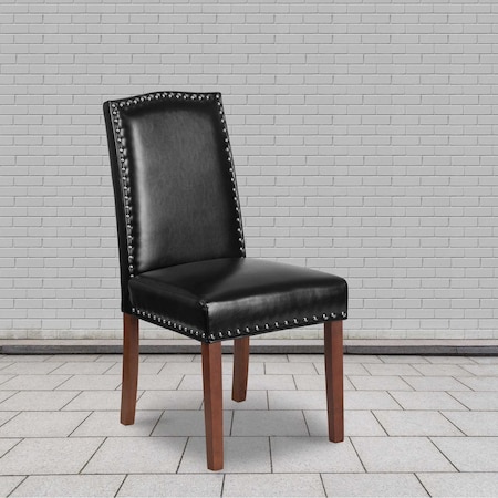 Flash Furniture Black Leather Parsons Chair, PK2 2-QY-A13-9349-BK-GG