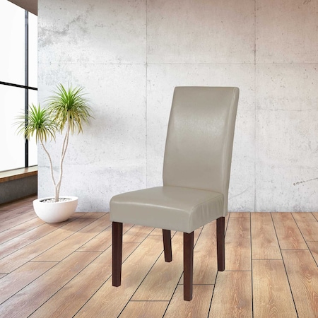 Flash Furniture Greenwich Series Beige Leather Parsons Chair, PK2 2-QY-A37-9061-BGL-GG