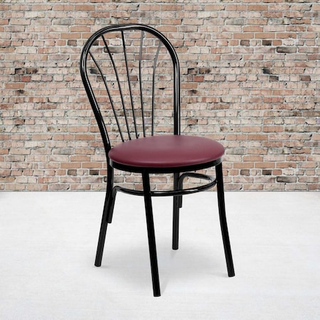 Flash Furniture HERCULES Series Fan Back Metal Chair - Burgundy Vinyl Seat, PK2 2-XU-698B-BGV-GG