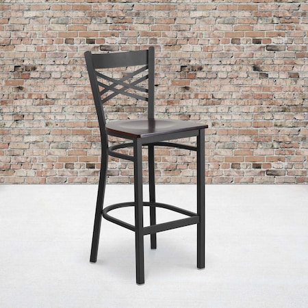 Flash Furniture Black X Stool-Wal Seat, PK2 2-XU-6F8BXBK-BAR-WALW-GG