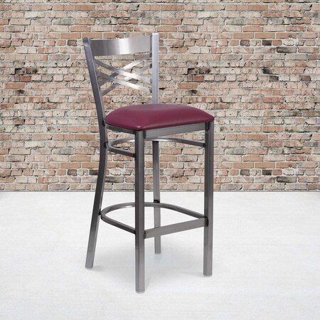 Flash Furniture Clear X Stool-Burg Seat, PK2 2-XU-6F8B-CLR-BAR-BURV-GG