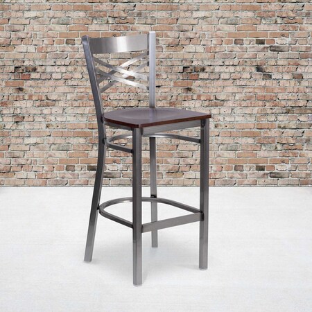 Flash Furniture Clear X Stool-Wal Seat, PK2 2-XU-6F8B-CLR-BAR-WALW-GG