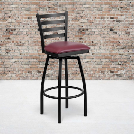 Flash Furniture Black Ladder Stool-Burg Seat, PK2 2-XU-6F8B-LADSWVL-BURV-GG
