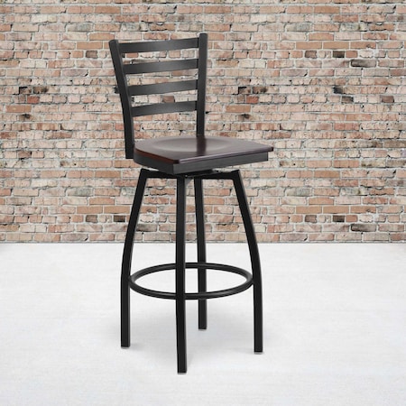 Flash Furniture Black Ladder Stool-Wal Seat, PK2 2-XU-6F8B-LADSWVL-WALW-GG